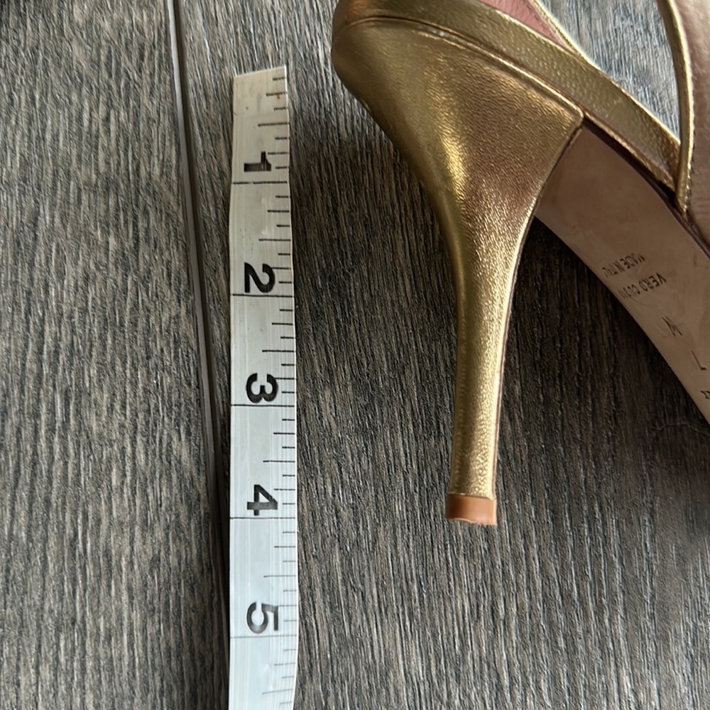 Kate Spade Shoes size 7 ivory gold with jeweled bow on toes sling back open toe - Picture 6 of 9